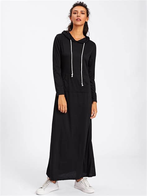 maxi length hooded sweatshirt dress.